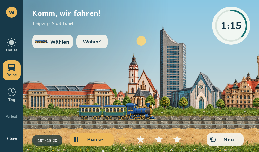 Blaue Dampfbahn im neuen Miniaturstil